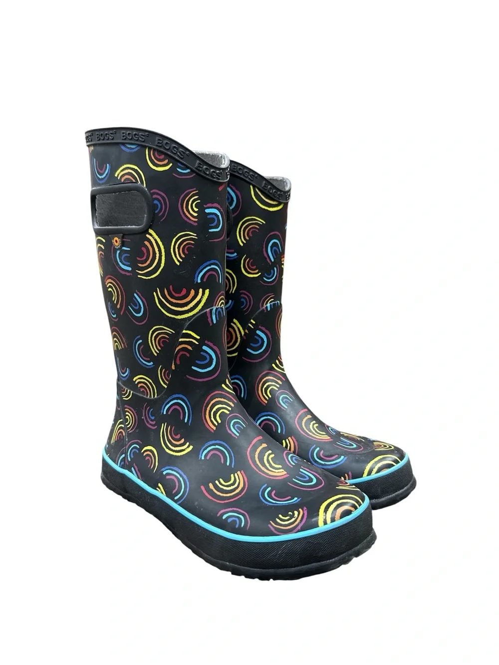 Bogs Bloom Kids Rainbow Print Rain Boots Size 3